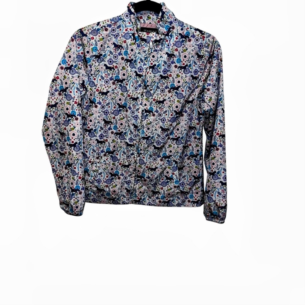 Ariat girls horse flower print windbreaker jacket lightweight large l 12